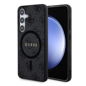 Husa Guess PU Leather 4G Colored Ring MagSafe peentru Samsung Galaxy S24 Plus, Negru