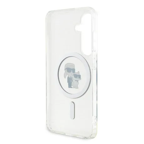 Husa cover Karl Lagerfeld IML Glitter Karl and Choupette MagSafe pentru Samsung Galaxy S24, Transparent