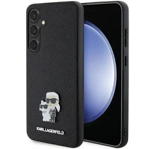 Husa Karl Lagerfeld PU Saffiano Metal Karl and Choupette pentru Samsung Galaxy S24 Plus Negru