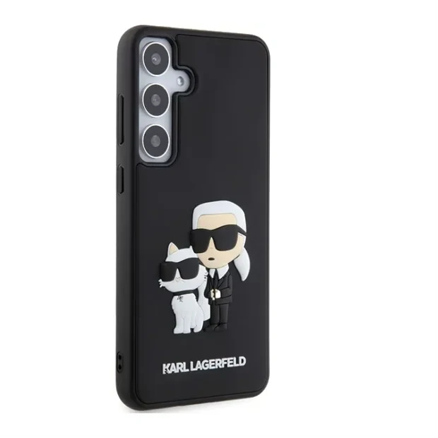 Husa cover Karl Lagerfeld silicone 3D Rubber Karl&amp;Choupette pentru Samsung Galaxy S24 Plus Negru