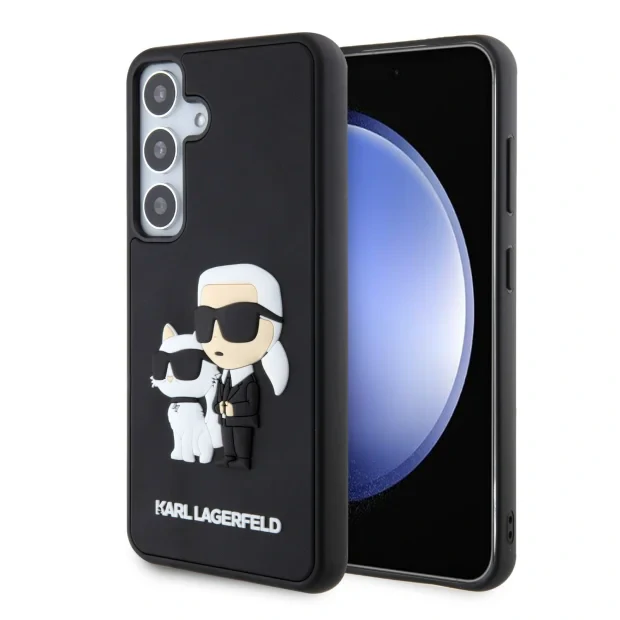 Husa Cover Karl Lagerfeld Silicone 3D Rubber Karl&amp;Choupette pentru Samsung Galaxy S24 Negru