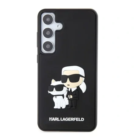 Husa cover Karl Lagerfeld silicone 3D Rubber Karl&amp;Choupette pentru Samsung Galaxy S24 Plus Negru