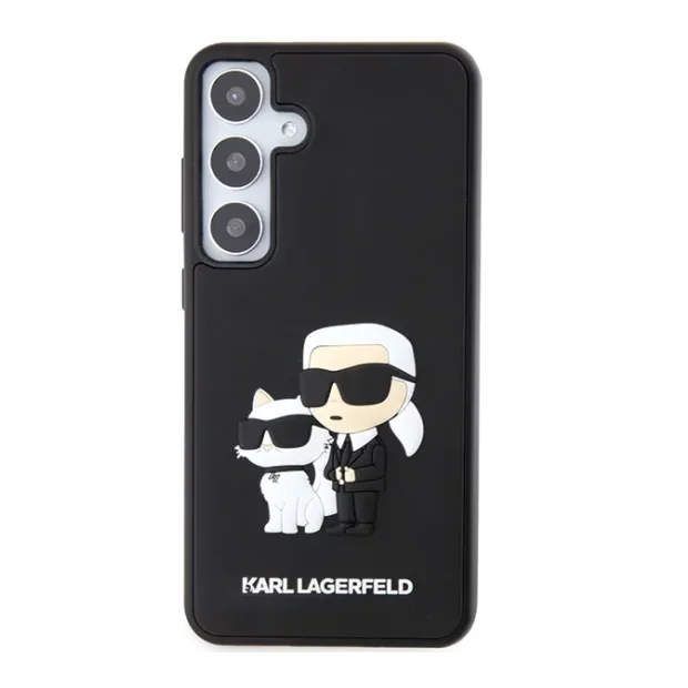 Husa cover Karl Lagerfeld silicone 3D Rubber Karl&amp;Choupette pentru Samsung Galaxy S24 Plus Negru