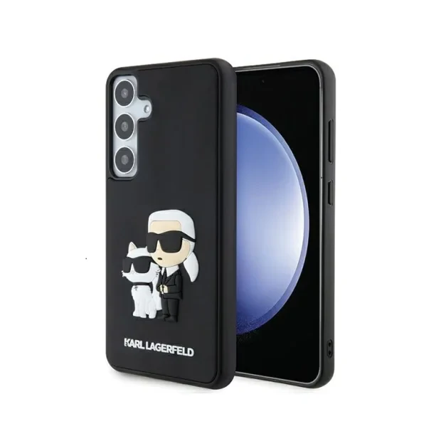 Husa cover Karl Lagerfeld silicone 3D Rubber Karl&amp;Choupette pentru Samsung Galaxy S24 Plus Negru