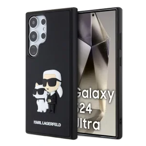 Husa Cover Karl Lagerfeld 3D Rubber Karl&amp;Choupette pentru Samsung Galaxy S24 Ultra, Negru