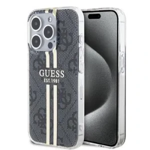 Husa Guess IML 4G Gold Stripepentru iPhone 15 Pro Negru