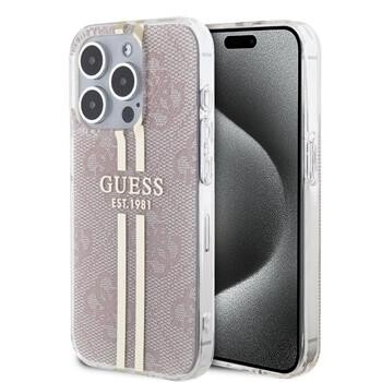 Husa Guess IML 4G Gold Stripe pentru iPhone 15 Pro Roz thumb