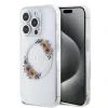 Husa Guess PC/TPU Flowers Ring Glossy Logo pentru iPhone 14 Pro Transparent