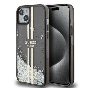 Husa Guess PC/TPU Liquid Glitter Gold Stripe pentru iPhone 15 Plus Negru thumb