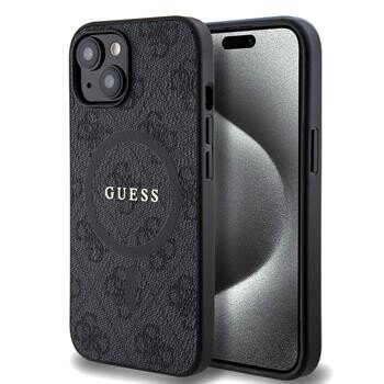 Husa Guess PU Leather 4G Colored Ring MagSafe pentru iPhone 15 Negru thumb