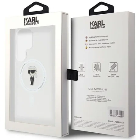 Husa Cover Karl Lagerfeld IML Karl and Choupette Magsafe pentru Samsung Galaxy S23 Ultra, Transparent
