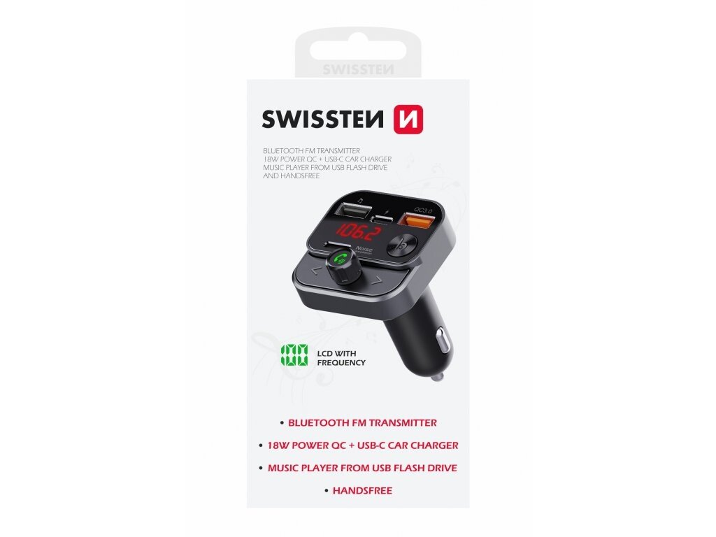 Transmitator FM Swissten Bluetooth + Incarcator Auto 2xUsb Negru thumb