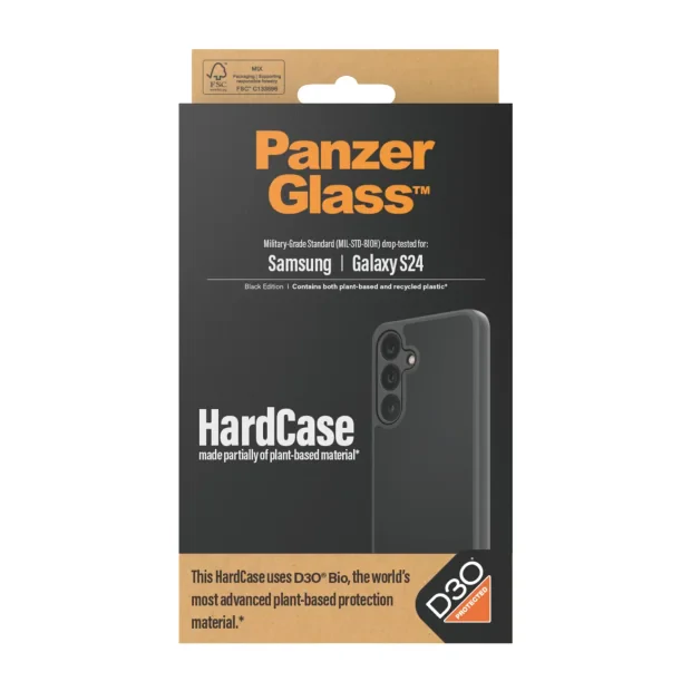 Husa Spate Hard PanzerGlass D3O pentru Samsung Galaxy S24 Negru