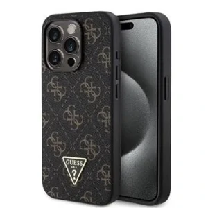 Husa Guess PU Leather 4G Triangle Metal Logo pentru iPhone 15 Pro Black