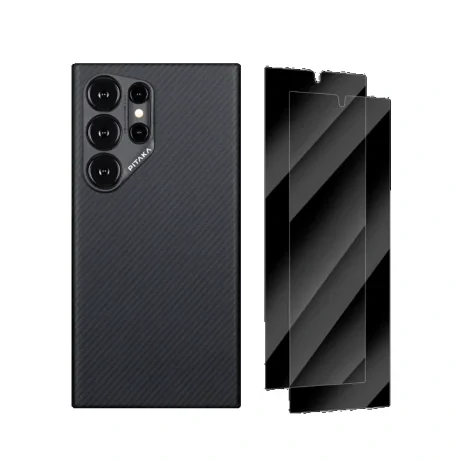 Husa Spate Pitaka Hard MagEZ 4 Aramid Twill pentru Samsung Galaxy S24 Ultra  Negru/Gri
