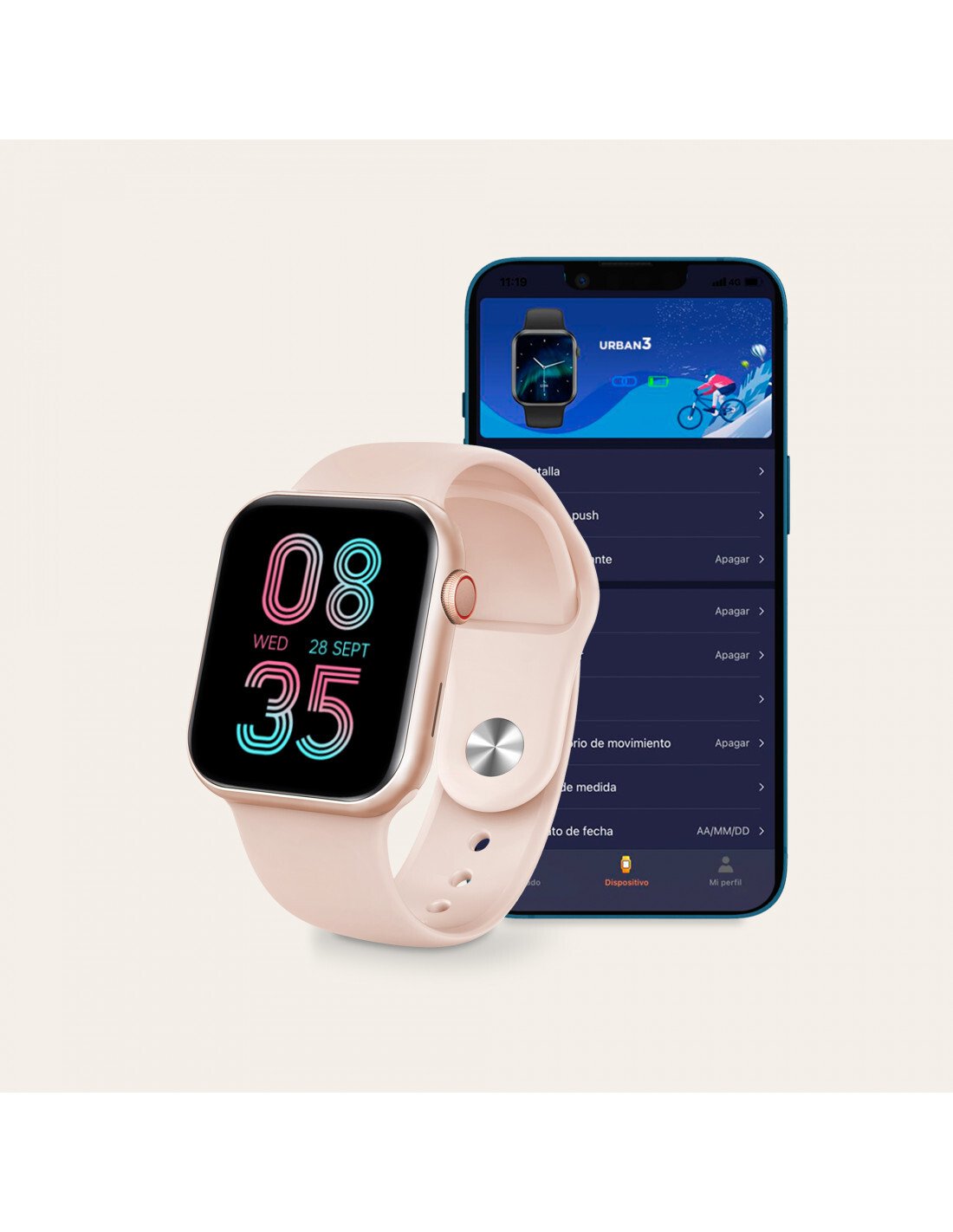 SmartWatch Ksix Urban 3 Roz thumb