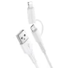 CABLU 2IN1 IPHONE 5/6/7/8/X SI MICRO USB ALB 1M