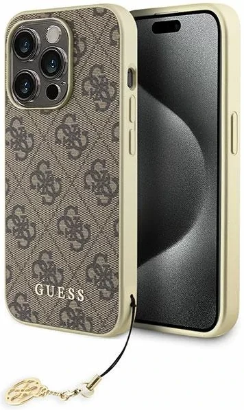 Husa din spate Guess 4G Charms pentru iPhone 15 Pro maro thumb