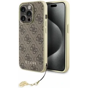 Husa din spate Guess 4G Charms pentru iPhone 15 Pro maro