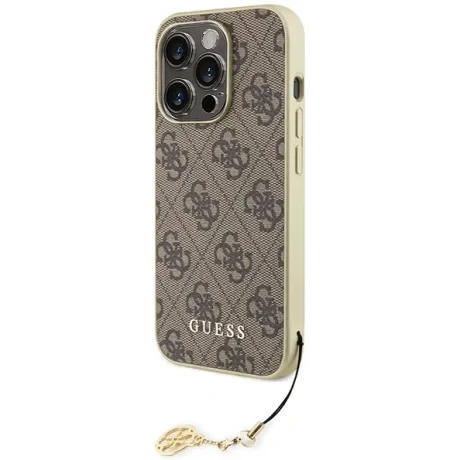 Husa din spate Guess 4G Charms pentru iPhone 15 Pro maro