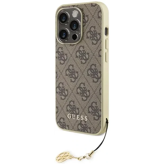 Husa din spate Guess 4G Charms pentru iPhone 15 Pro maro