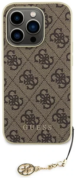 Husa din spate Guess 4G Charms pentru iPhone 15 Pro maro thumb
