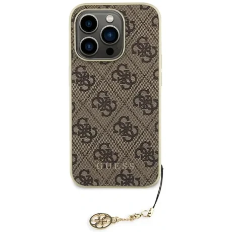 Husa din spate Guess 4G Charms pentru iPhone 15 Pro maro
