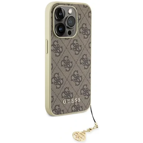 Husa din spate Guess 4G Charms pentru iPhone 15 Pro maro