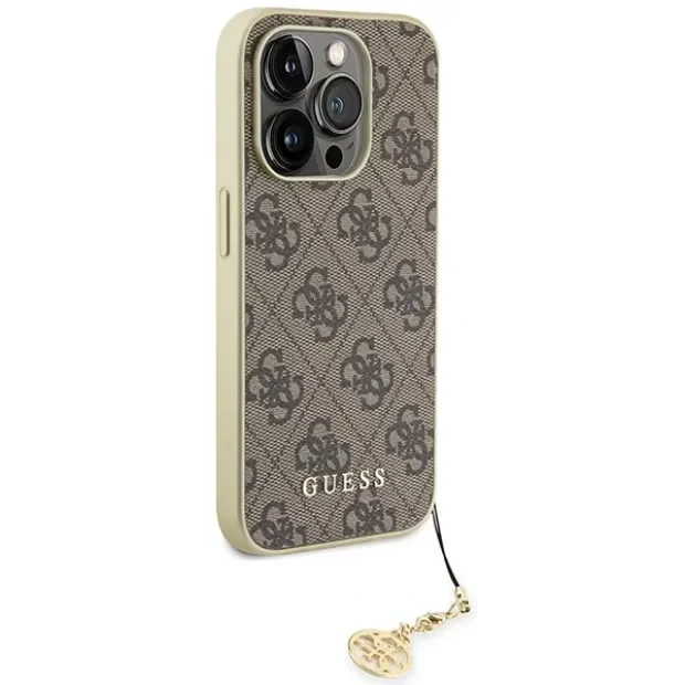 Husa din spate Guess 4G Charms pentru iPhone 15 Pro maro