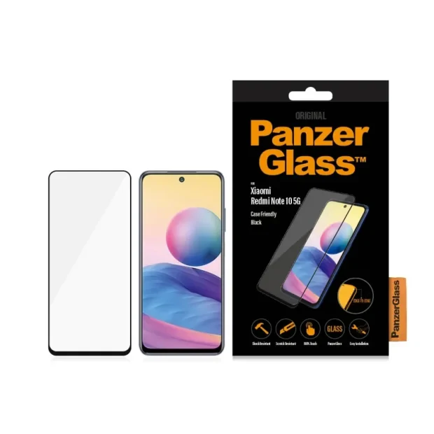 Folie Sticla PanzerGlass pentru Xiaomi Redmi Note 10 5G Rama Negru
