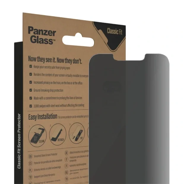 Folie Protector de ecran de privacy PanzerGlass Apple iPhone 14 | 13 | 13 Pro | Fit clasic