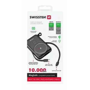 Baterie Externa Swissten 10000 mAh USB-C/Lightening 20W compatibil cu MagSafe Negru