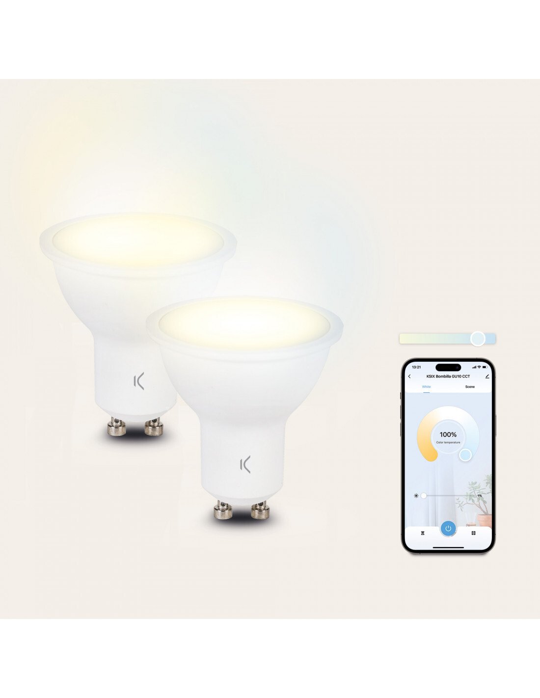 Set becuri inteligente Ksix Wlan CCT 5.5W Alb thumb