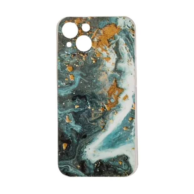Husa Spate Fashion Marble pentru iPhone 13 Verde