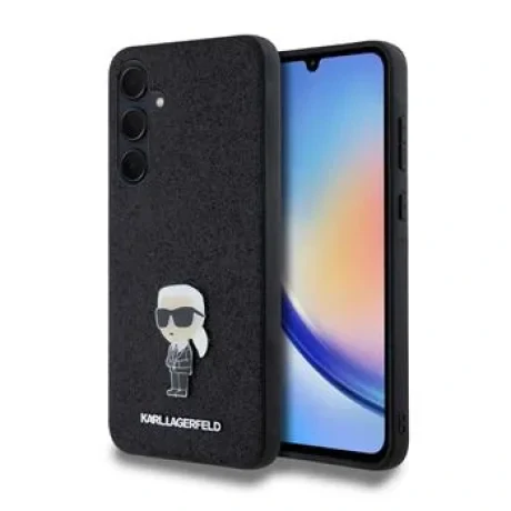 Husa Karl Lagerfeld Fixed Glitter Metal Ikonik pentru Samsung Galaxy A35 5G Negru