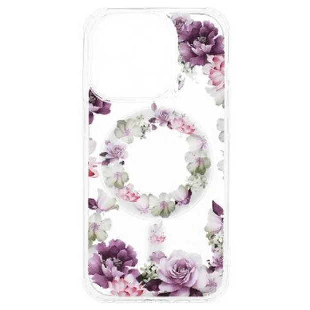Husa Spate Silicon Tel Protect MagSafe pentru iPhone 14 Pro Max Floral Mov