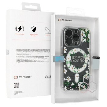 Husa Spate Silicon Tel Protect MagSafe pentru iPhone 15 Floral Verde thumb