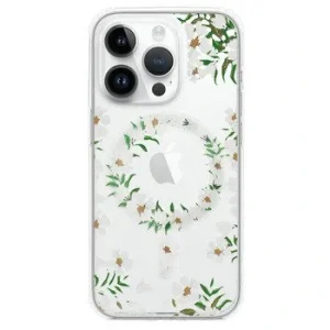 Husa Spate Silicon Tel Protect MagSafe pentru iPhone 15 Floral Verde