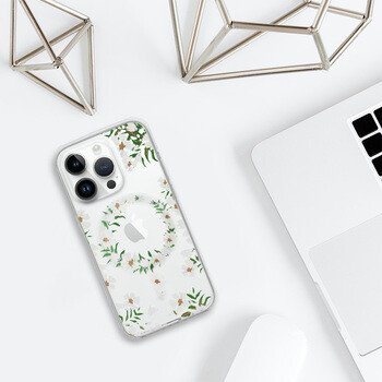 Husa Spate Silicon Tel Protect MagSafe pentru iPhone 15 Pro Max Floral Verde thumb
