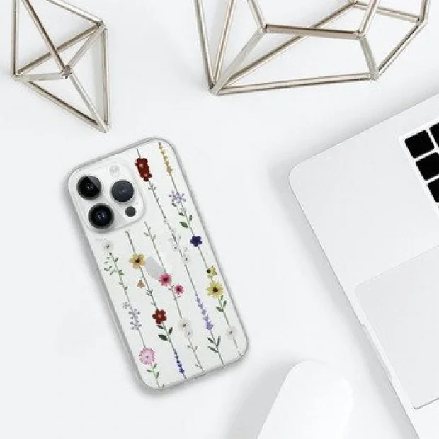 Husa Spate Silicon Tel Protect pentru iPhone 14 Pro Transparent/Floral