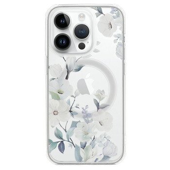 Husa Spate Silicon Tel Protect pentru iPhone 15 Pro Floral Albastru thumb