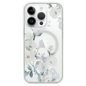 Husa Spate Silicon Tel Protect pentru iPhone 15 Pro Floral Albastru