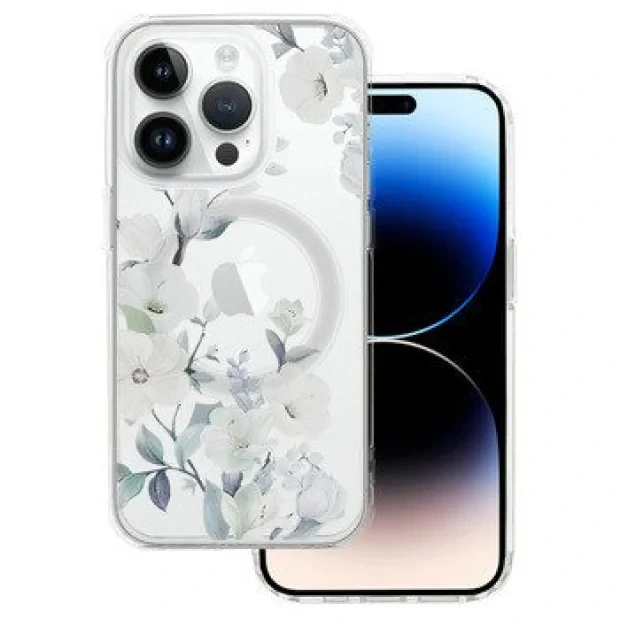 Husa Spate Silicon Tel Protect pentru iPhone 15 Pro Floral Albastru