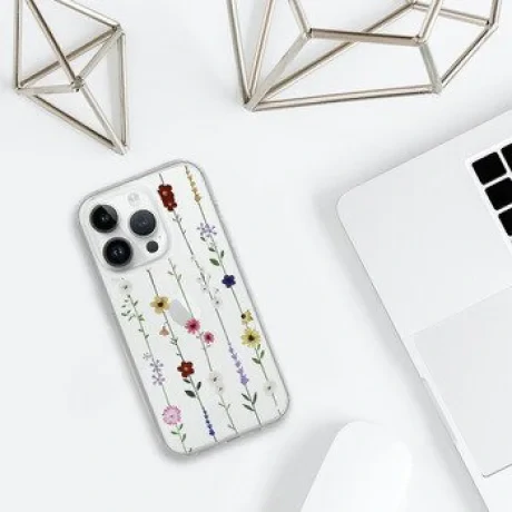 Husa Spate Silicon Tel Protect pentru iPhone 15 Pro Transparent/Floral