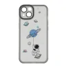 Husa Spate Silicon Ultra Trendy pentru iPhone 15 Space 2 Negru/Transparent