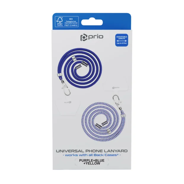 Snur Universal Prio Lanyard pentru telefon 0.7m Mov/Albastru