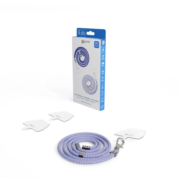 Snur Universal Prio Lanyard pentru telefon 0.7m Mov/Albastru