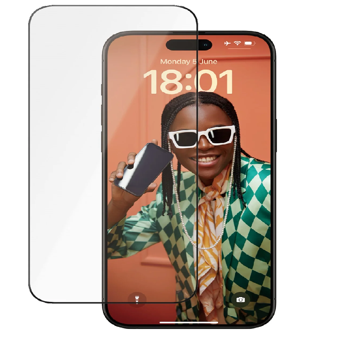 Folie Sticla Ceramic Protection PanzerGlass pentru iPhone 15 Pro Max Negru thumb