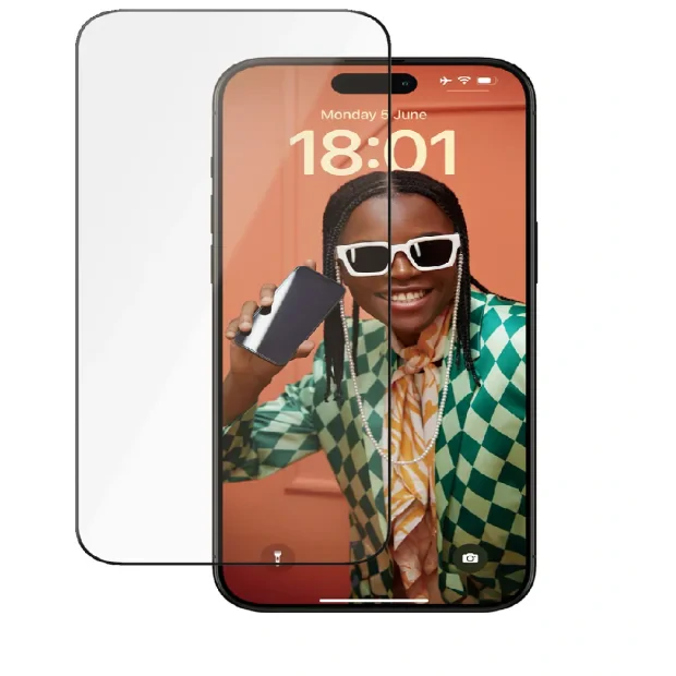 Folie Sticla Ceramic Protection PanzerGlass pentru iPhone 15 Pro Max Negru