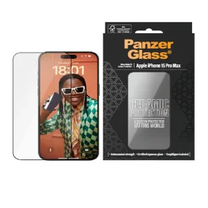 Folie Sticla Ceramic Protection PanzerGlass pentru iPhone 15 Pro Max Negru